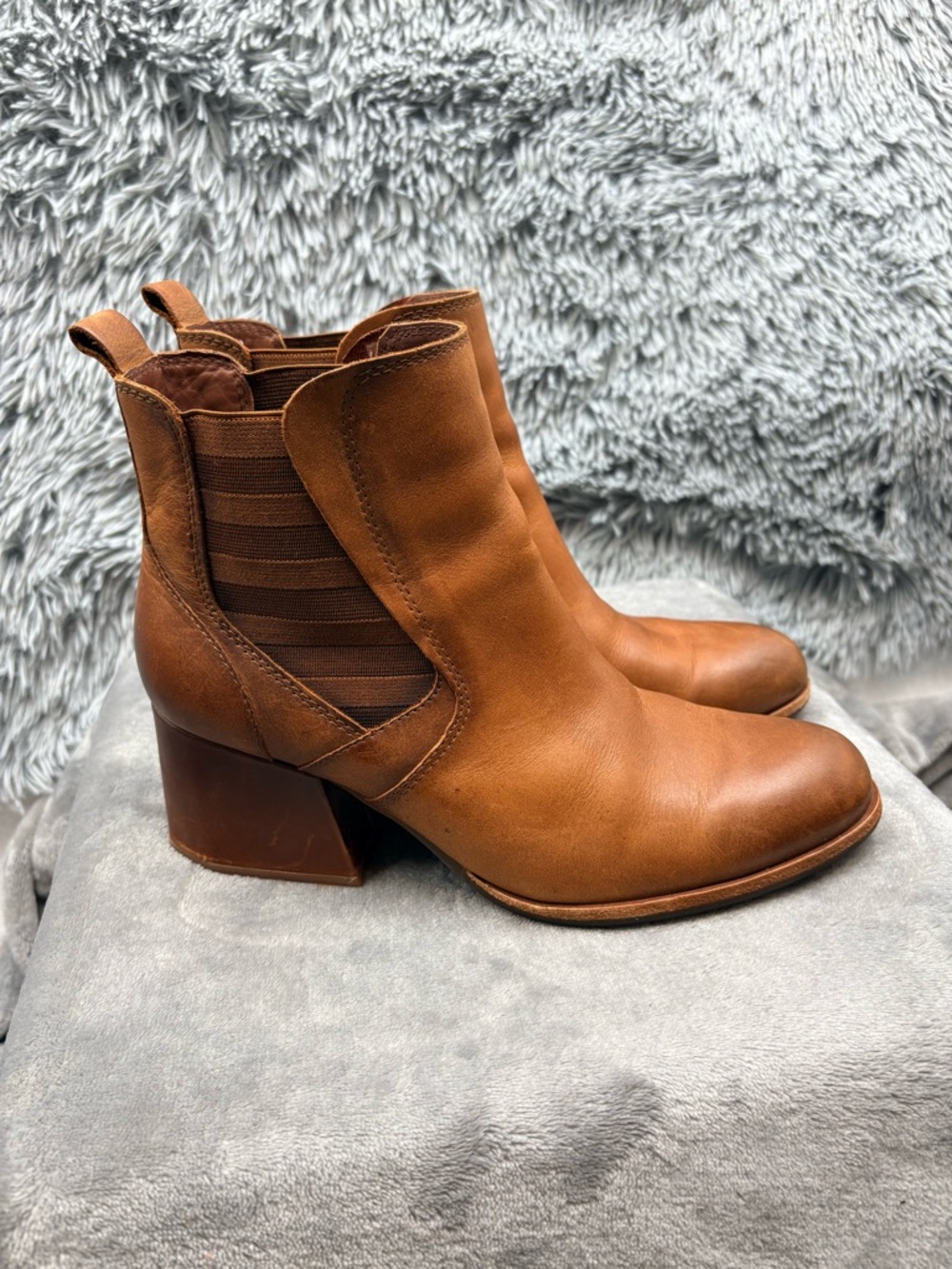 Kork Ease Albin Boots Womens 8 Chelsea Pull On Ankle Brown Leather Elastic